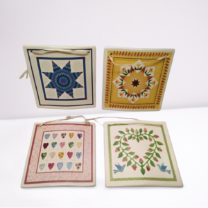 [SET of 4] Vintage Celebration of American Quilts Decorative Ceramic Tiles