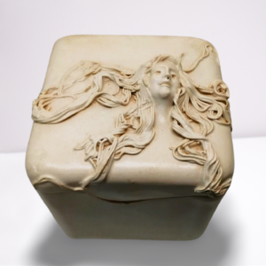 Nan Kirstein Signed 3D Trinket Box - Vintage Noveau Lady Face